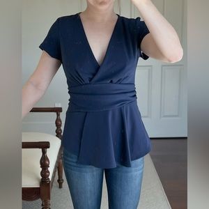 Blume London Navy Peplum Blouse Size 4